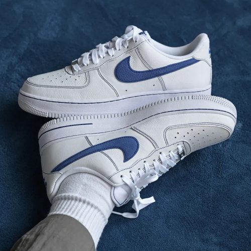 Nike Air Force 1 Low '07 LV8 White Deep Royal Blue utcai cipő