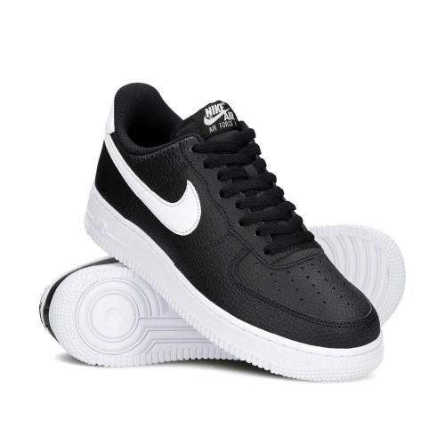 Nike Air Force 1 Low '07 Black White Pebbled Leather utcai cipő